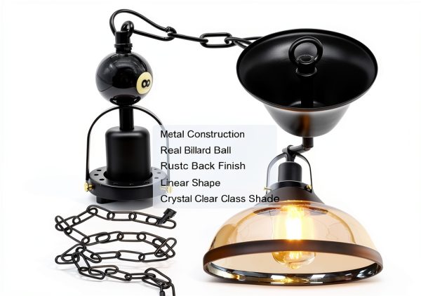 Bizslink Billiard Ball Light Farmhouse Style Metal-2
