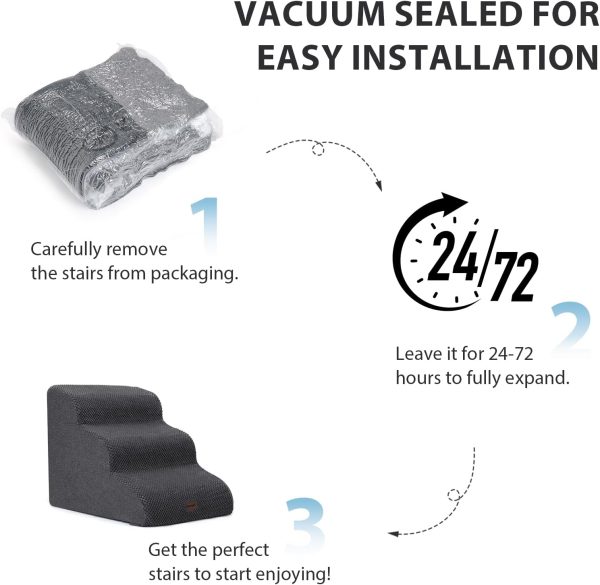 Garnpet Fleece Dog Stairs Pet Steps Light Grey Dark Grey-6