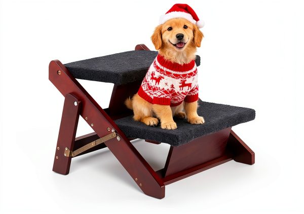 MEWANG Pet Stairs Ramp Convertible Design Wood Construction-0