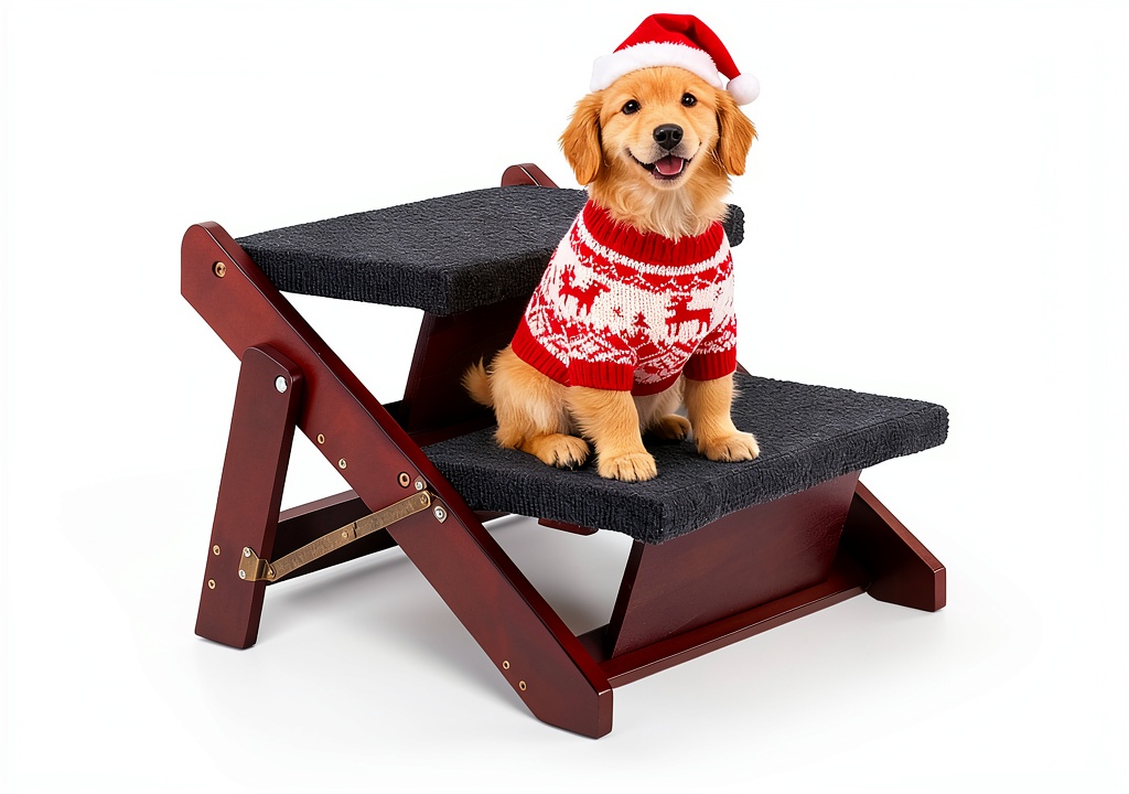 MEWANG pet stairs in staircase mode on a living room floor