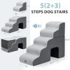 Garnpet Fleece Dog Stairs Pet Steps Light Grey Dark Grey-3