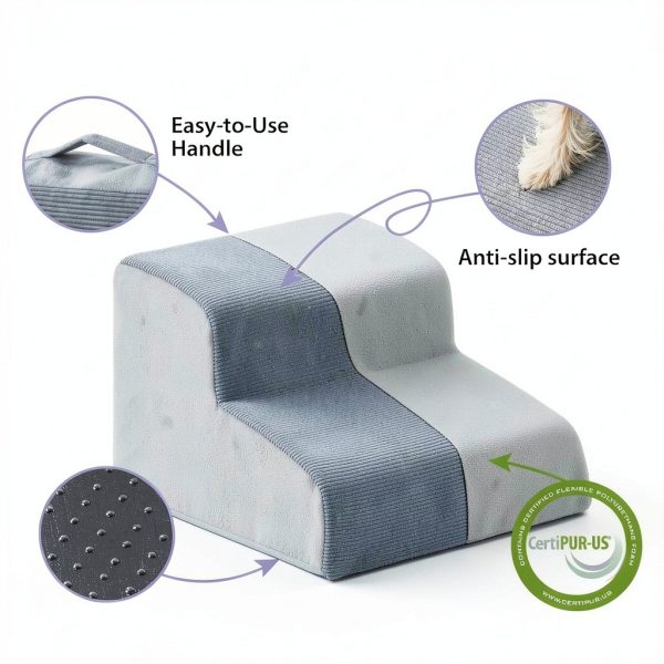LEXTRO Dog Stairs Fleece Anti-Slip Ramp for Small Pets-4