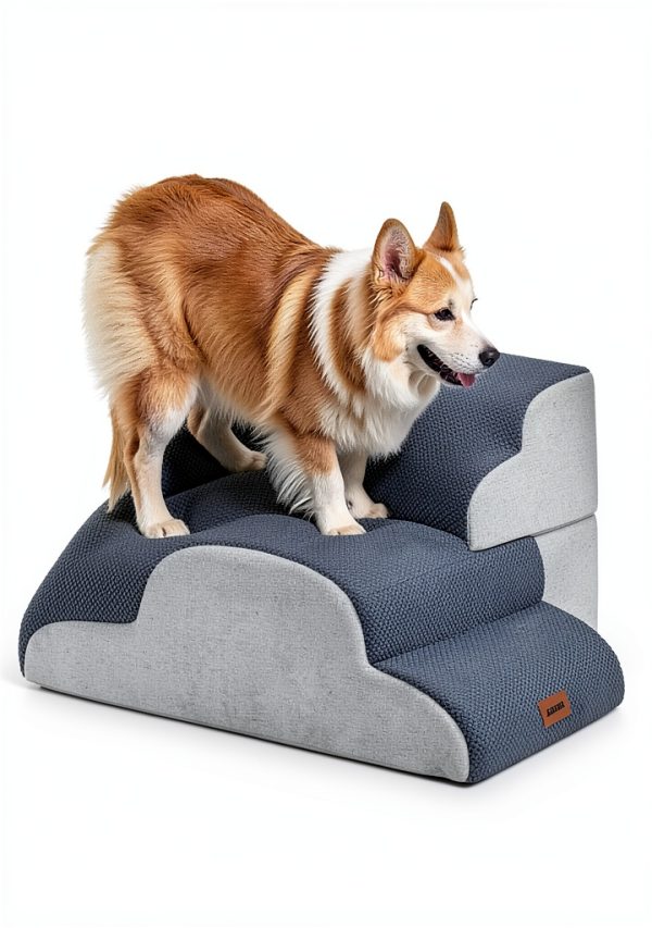 Apollo Pet Stairs Fleece Dog Steps for Small Elderly Pets-2