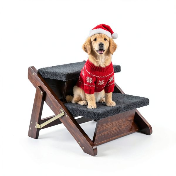 MEWANG Pet Stairs Ramp Convertible Design Wood Construction-1