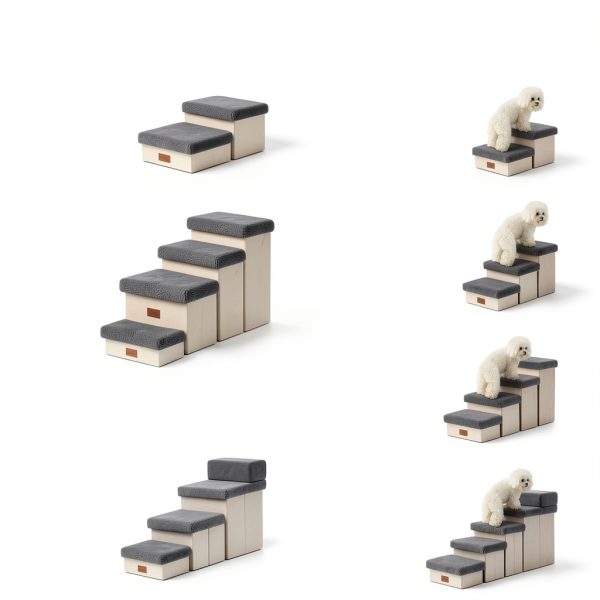 COZY KISS Dog Stairs with Storage Foldable Pet Steps-2