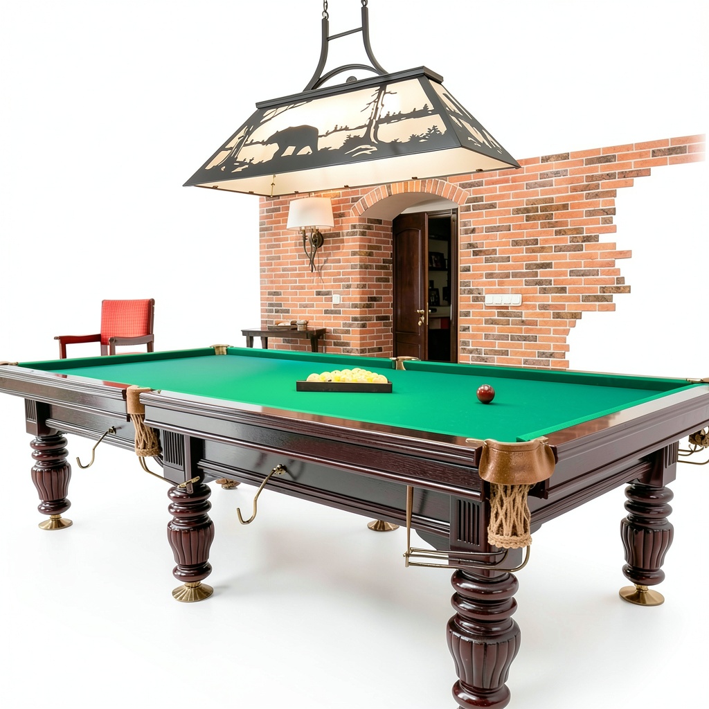 Wellmet rustic chandelier with bear design hanging over a billiard table