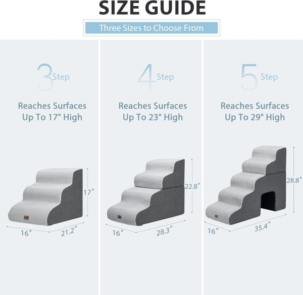 Garnpet Fleece Dog Stairs Pet Steps Light Grey Dark Grey-7