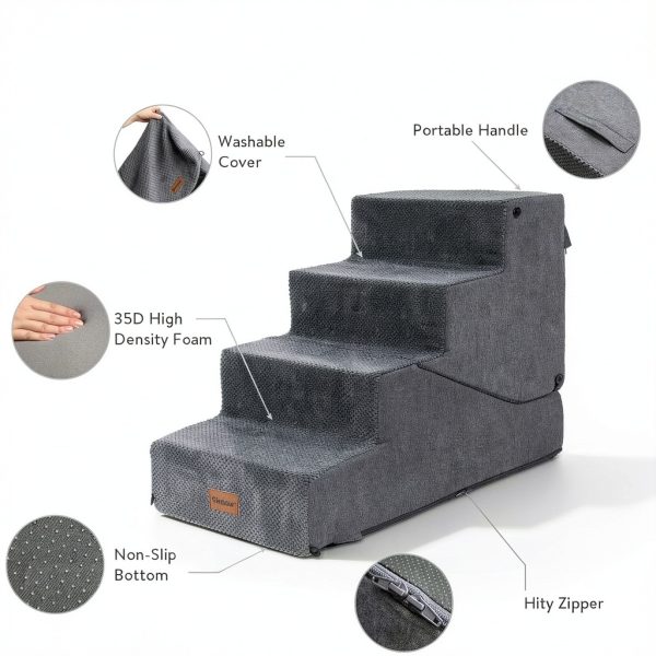 SIEMOUR Pet Stairs Foldable Foam Dog Steps Ramp-4
