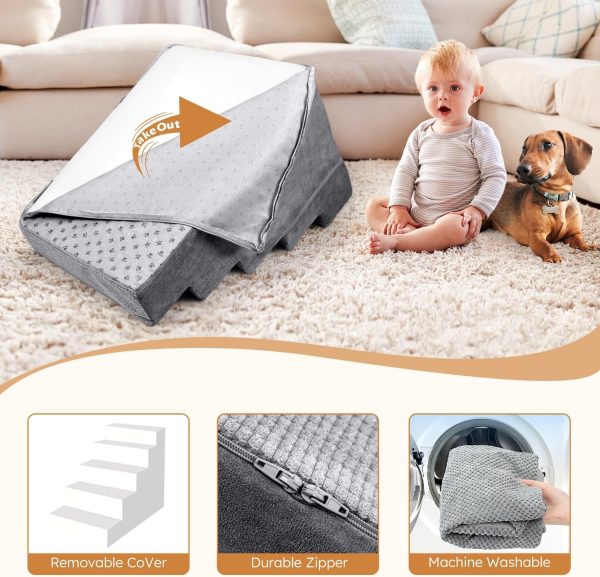 Heeyoo Dog Stairs High Density Foam Pet Steps Fleece Cover-1
