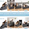 Garnpet Fleece Dog Stairs Pet Steps Light Grey Dark Grey-2