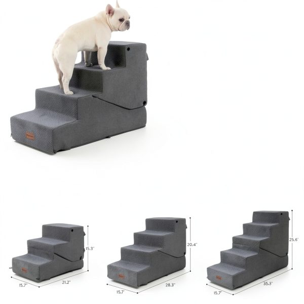 SIEMOUR Pet Stairs Foldable Foam Dog Steps Ramp-1