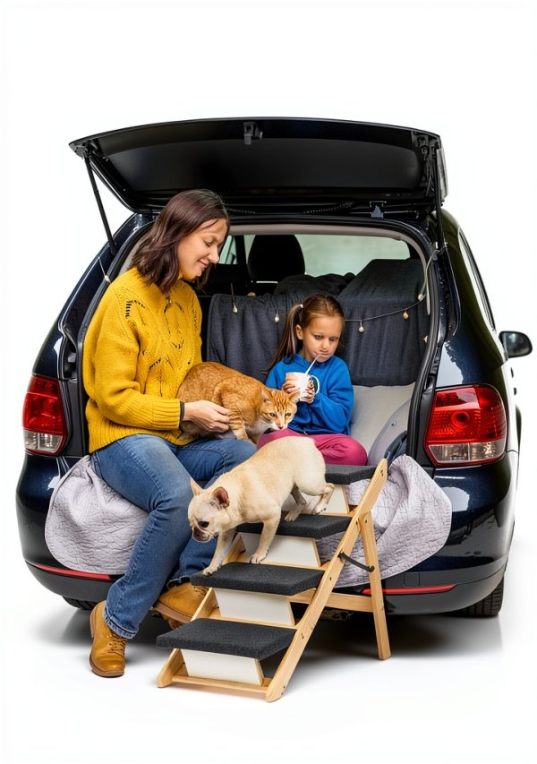 MEWANG Pet Stairs Adjustable 3 in 1 Ramp for Small Dogs-8
