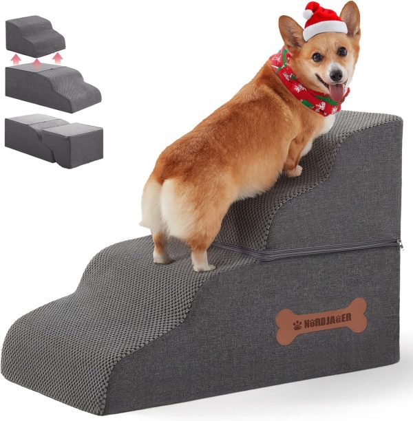Nordjager Dog Stairs Fleece Memory Foam Pet Steps-0