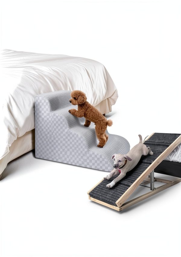 Vfrog Dog Stairs Low Angle Ramp Pet Steps for Small Dogs-2