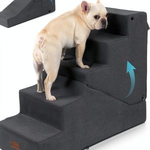 SIEMOUR Pet Stairs Foldable Foam Dog Steps Ramp-0