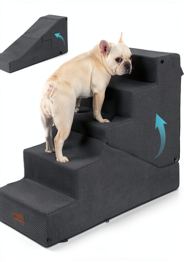 SIEMOUR Pet Stairs Foldable Foam Dog Steps Ramp-0