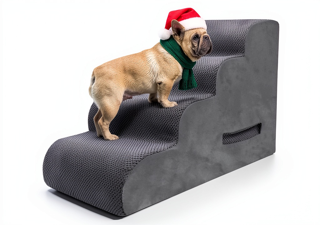 PAWSCRAT Dog Stairs placed next to a couch for easy pet access