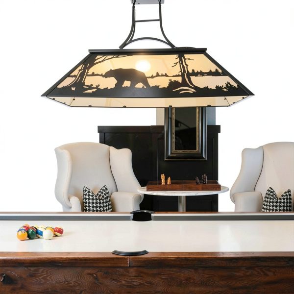 Wellmet Rustic Chandelier Billiard Table Lighting Bear-8