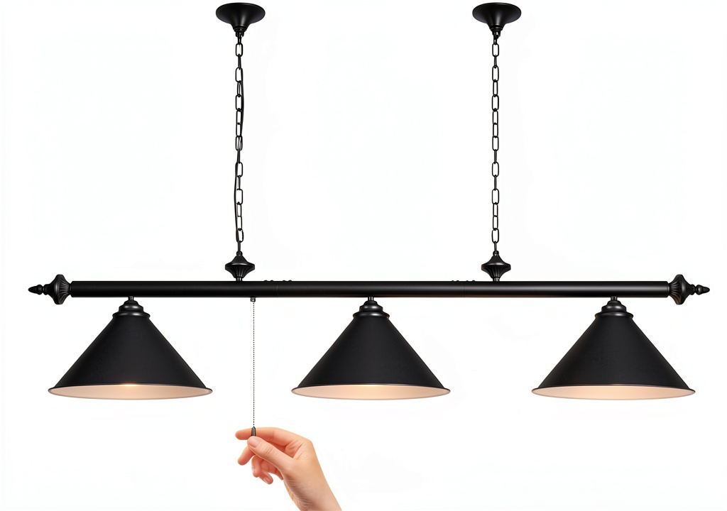 Mirrea Home pool table pendant light installed above a standard pool table