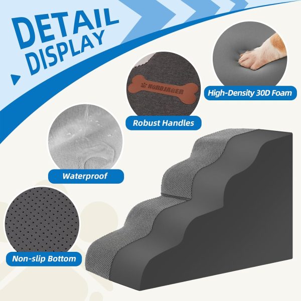 Nordjager Dog Stairs Fleece Memory Foam Pet Steps-3