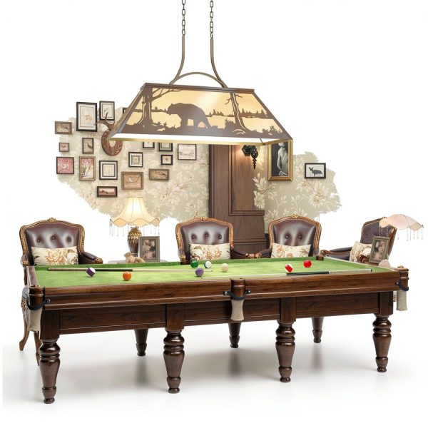 Wellmet Rustic Chandelier Billiard Table Lighting Bear-4