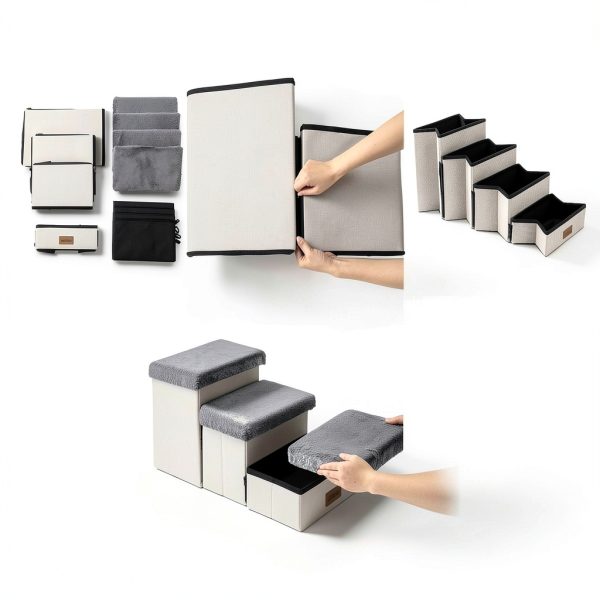 COZY KISS Dog Stairs with Storage Foldable Pet Steps-4