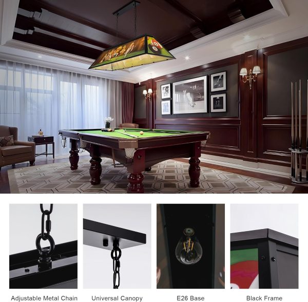 Wellmet Black Pool Table Light 5-Light Dogs Billiards Design-2