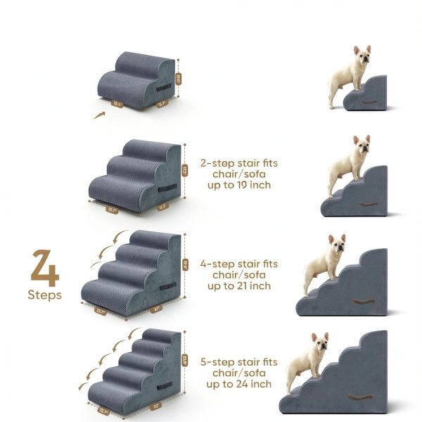 PAWSCRAT Dog Stairs Gentle Slope Sturdy Pet Steps-1