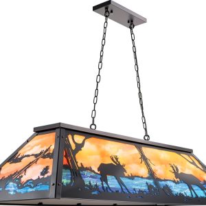 Wellmet Farmhouse Chandelier Billiard Table Lighting Deer-0