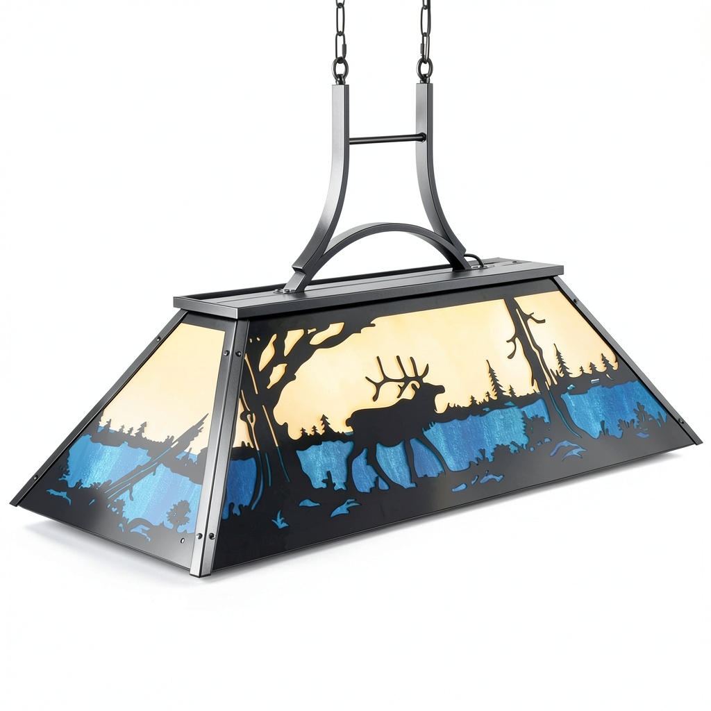 Wellmet Bear Chandelier installed over a billiard table