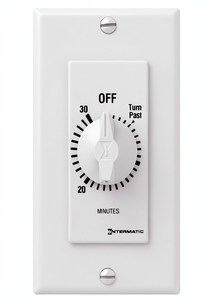 Intermatic wall timer installed beside a kitchen light switch