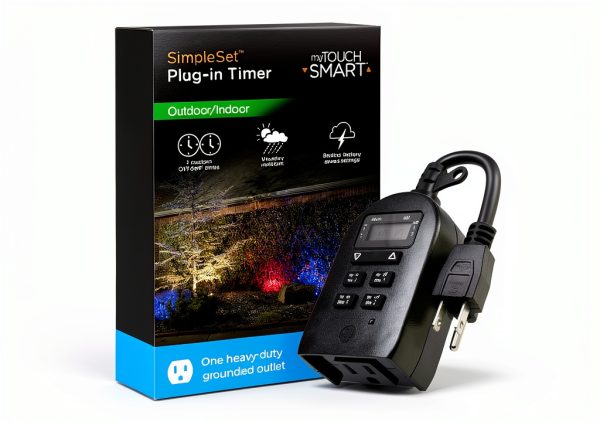 myTouchSmart Programmable Timer Switch Single Outlet Black 2-Inch-0