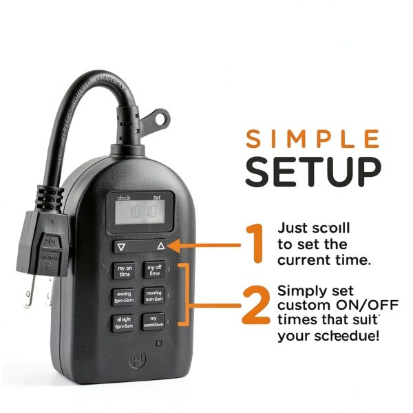 myTouchSmart Digital Timer Plug-In Dual Outlet 2" LCD Outdoor/Indoor-3