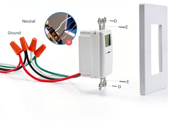 In Wall Timer Switch DEWENWILS HU03E 7‑Day Programmable LED Compatible-2