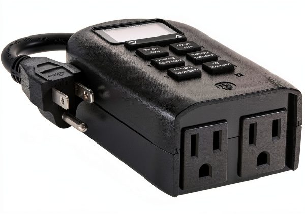 myTouchSmart Digital Timer Plug-In Dual Outlet 2" LCD Outdoor/Indoor-8