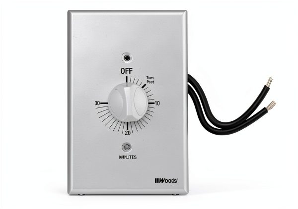 Woods Spring Wound Timer 30 Minute Gray Wall Switch 30 Minute Auto Off-0