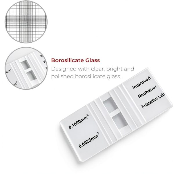 Fristaden Lab Neubauer Hemocytometer - Diamond Etched, Light Glass-1