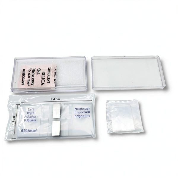 CONSINA Blood Counting Chamber Neubauer with Lines and 2 Coverslips-5
