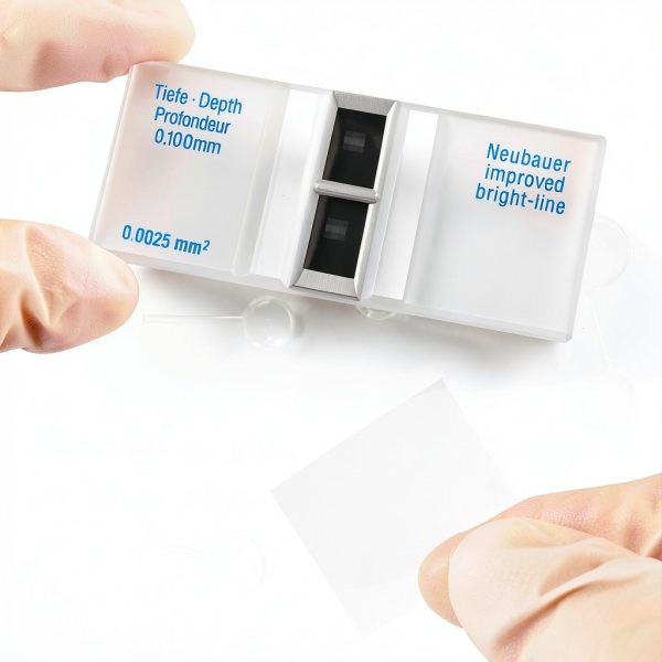 Improved Neubauer Hemocytometer Chamber Creahub Bright Line + 2 Covers-1