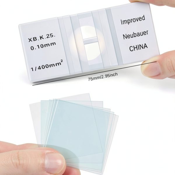 Hemocytometer SHAUSE Blood Count Glass Chamber with 100 Cover Slides-1